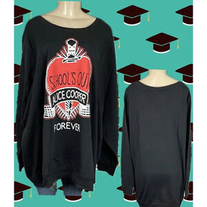 Alice Cooper +5 Black School's Out Forever Graphic Crew Long Sleeve Sweatshirt
